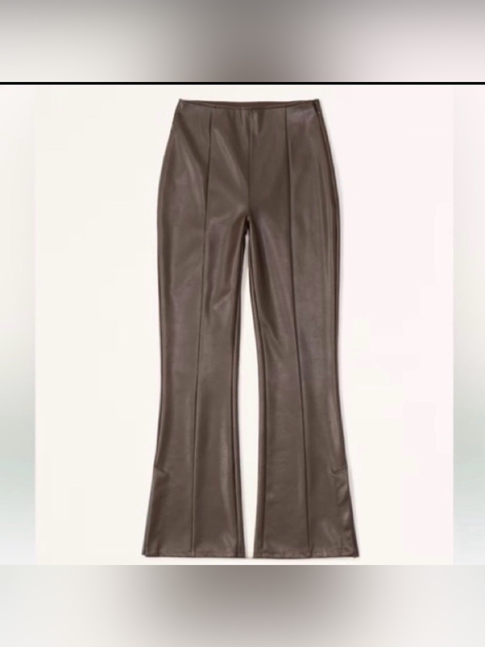 ✨Abercrombie Vegan Leather Split‎ Hem Flare Pants Brown Small✨